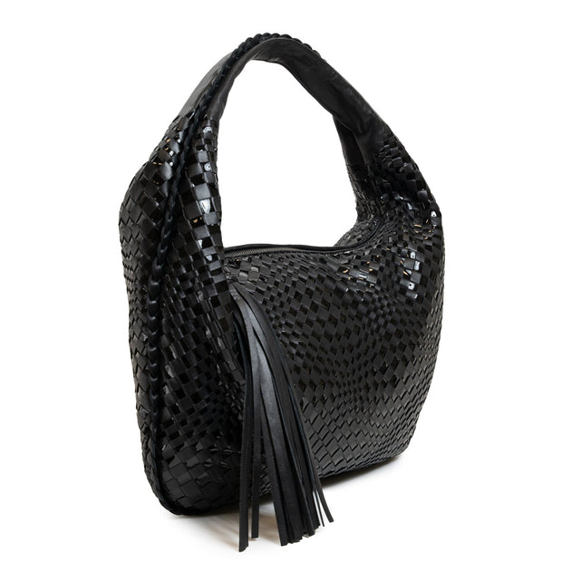 Brigitte Is Women Hobo Bag Intreccio Optical in Black Patent