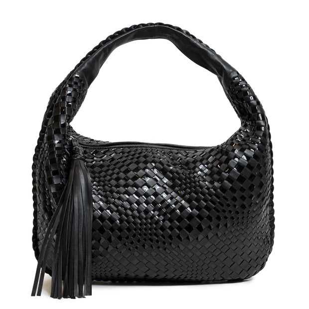 Brigitte Is Women Hobo Bag Intreccio Optical in Black Patent