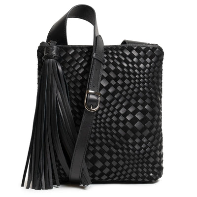 Kim Nappa and Suede Leather Crossbody Bag in Black