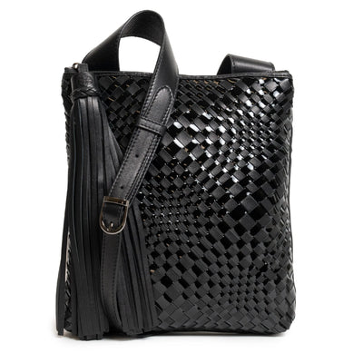Kim Nappa and Patent Leather Crossbody Bag in Black